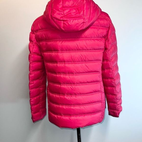 NWOT Michael Kors Red Puffer Packable Down Gold Logo Hooded Jacket Womens Sz XL - Picture 5 of 9